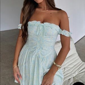 White Fox Boutique Hearts Flutter Blue Meadows Mini Dress